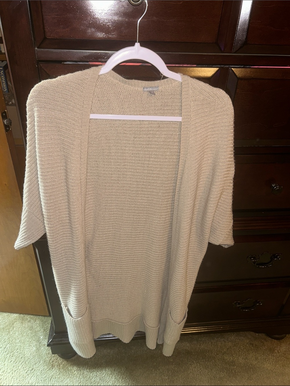 Charlotte Russe Beige Open-Front Knit Cardigan